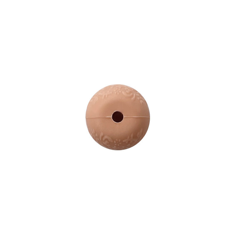 Wholesale 20pcs/pack Food grade silicone embossed pattern abacus beads